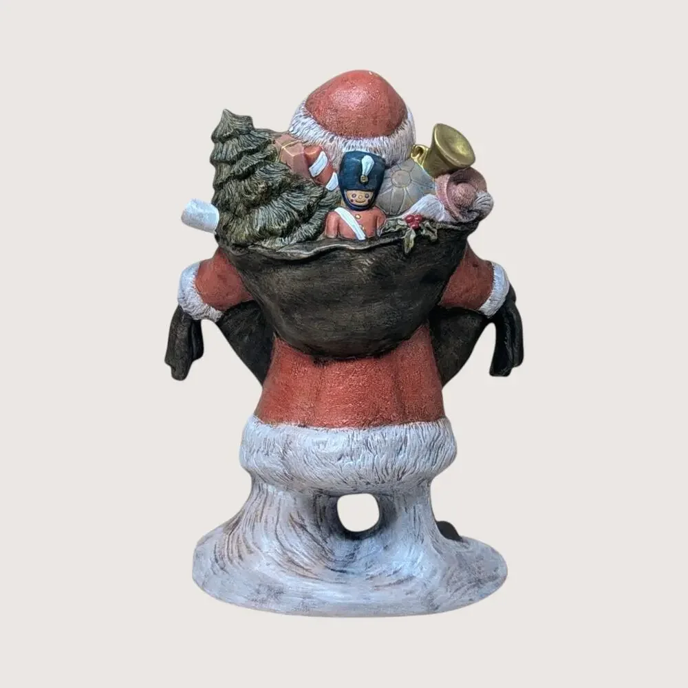 Vintage Handpainted Ceramic Santa Toy Bag Figurine